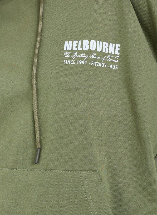 ستايلي هودي واسع بطبعة كتابة وأكمام بحواف أساور - Image 3